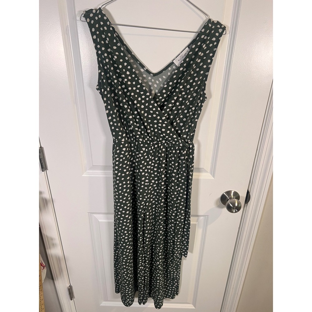 Kaileigh Womens Jumpsuit Polka Dot Dark Green S‎